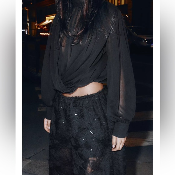 ZARA SEQUINS BALLOONS PANTS - Picture 3 of 9